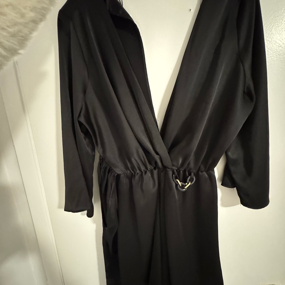 Zara Black Wrap Romper with Metal Detail